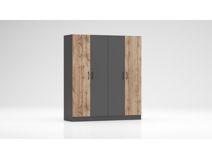 Четирикрилен гардероб Аполо 6 (дъб вотан/антрацит)